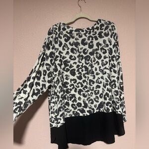 Leopard Print Black and White Women's Top